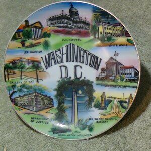 Washington D.C. Souvenir 8" Plate Vintage Original Trademarked Wall Hanging